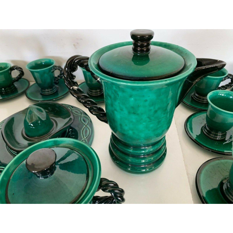 Marius Giuge, thee- en koffieservies van geglazuurd steengoed, 20e eeuw