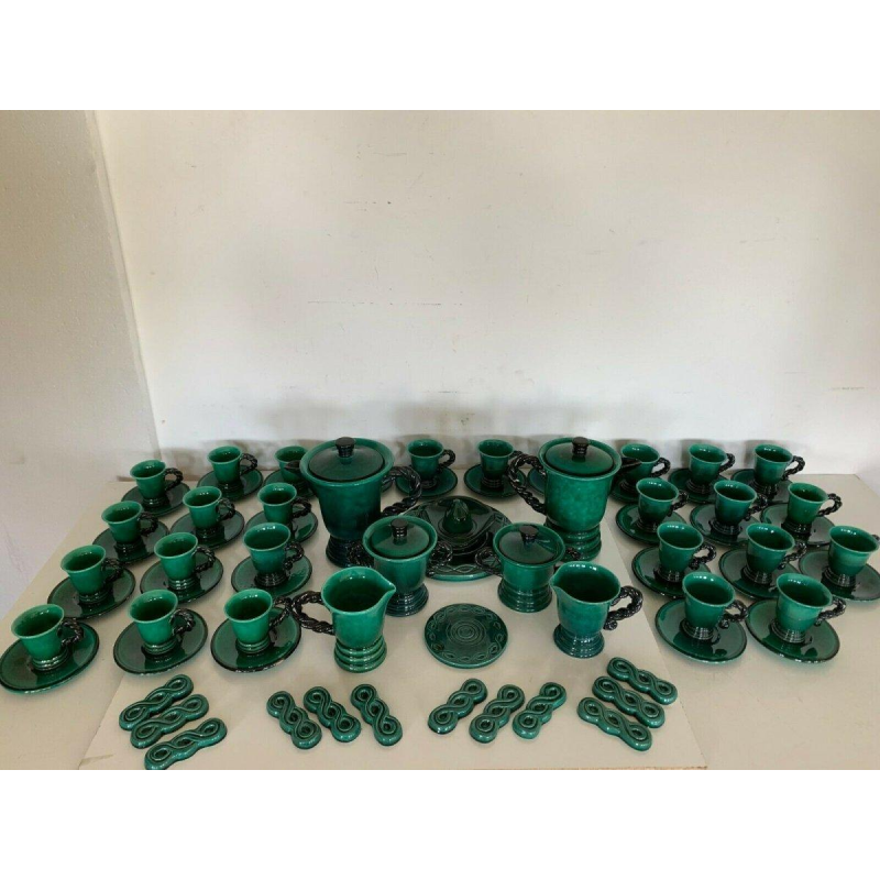 Marius Giuge, glazed stoneware tea and coffee service, 20th century