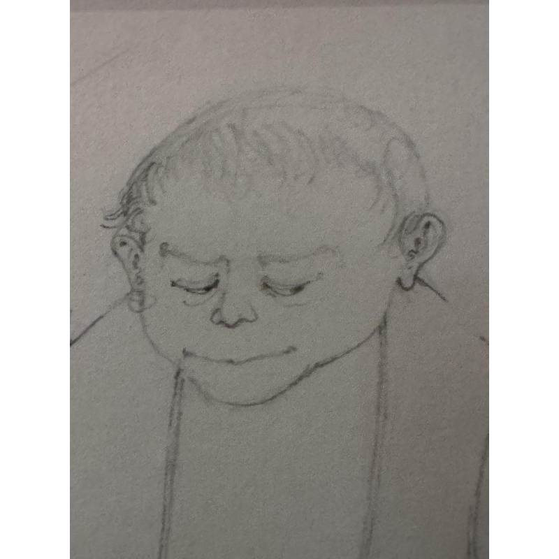 Jean-Pierre Félix, "De duivenliefhebber", tekening op papier, 20e eeuw.