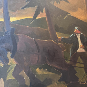 Milo DARDENNE “The Draft Horse and its Driver at Sunset” oil painting on canvas