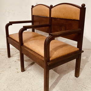 Art Deco two-seater bench in solid mahogany, 20th century