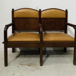 Banquette deux places Art Déco en acajou massif, XXe siècle