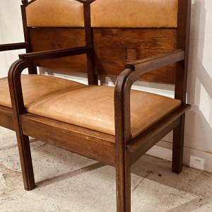 Art Deco tweepersoonsbank van massief mahoniehout, 20e eeuw