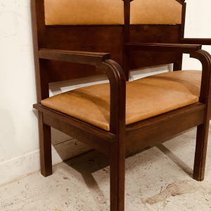 Art Deco tweepersoonsbank van massief mahoniehout, 20e eeuw