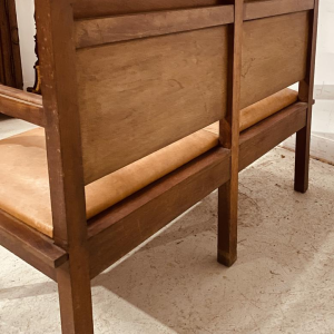 Art Deco two-seater bench in solid mahogany, 20th century