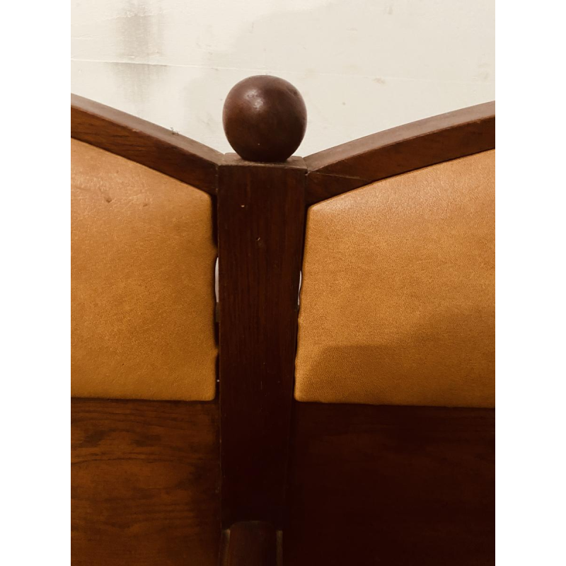 Art Deco two-seater bench in solid mahogany, 20th century