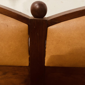 Art Deco two-seater bench in solid mahogany, 20th century