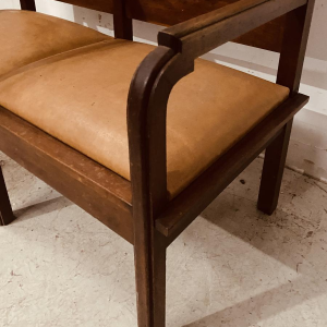 Art Deco two-seater bench in solid mahogany, 20th century
