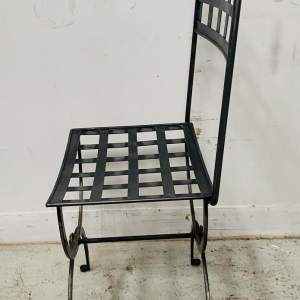 Set of four cast iron chairs with brass balls, 20th century