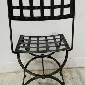 Set of four cast iron chairs with brass balls, 20th century