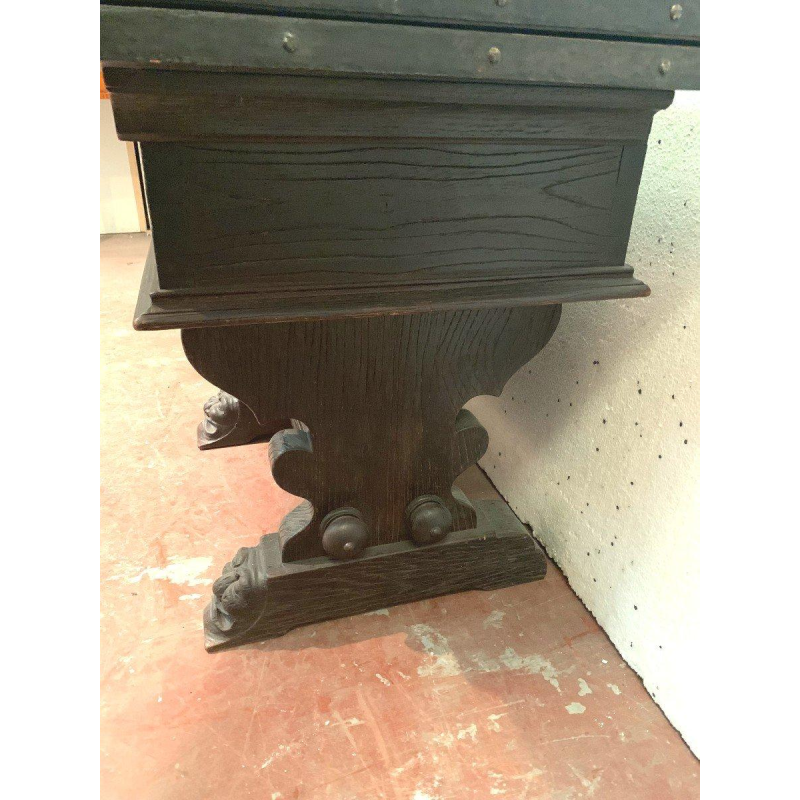 Table ou console en chêne sculpté, plateau dépliant à abattant, XXᵉ siècle