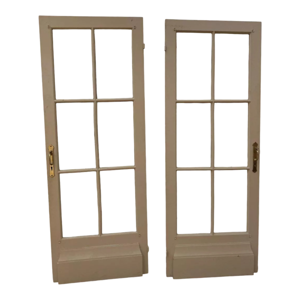 Pair of two antique double-glazed passage doors, 20th century