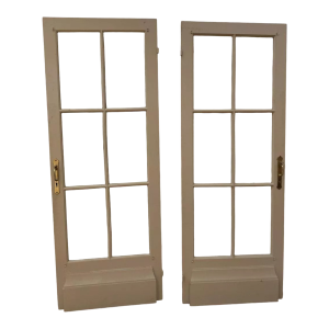 Pair of two antique double-glazed passage doors, 20th century
