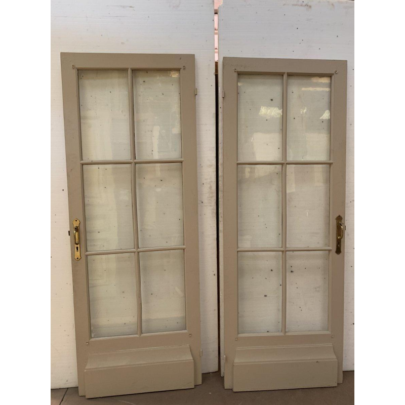 Pair of two antique double-glazed passage doors, 20th century