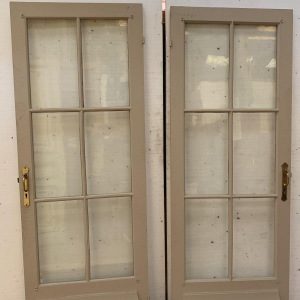 Pair of two antique double-glazed passage doors, 20th century