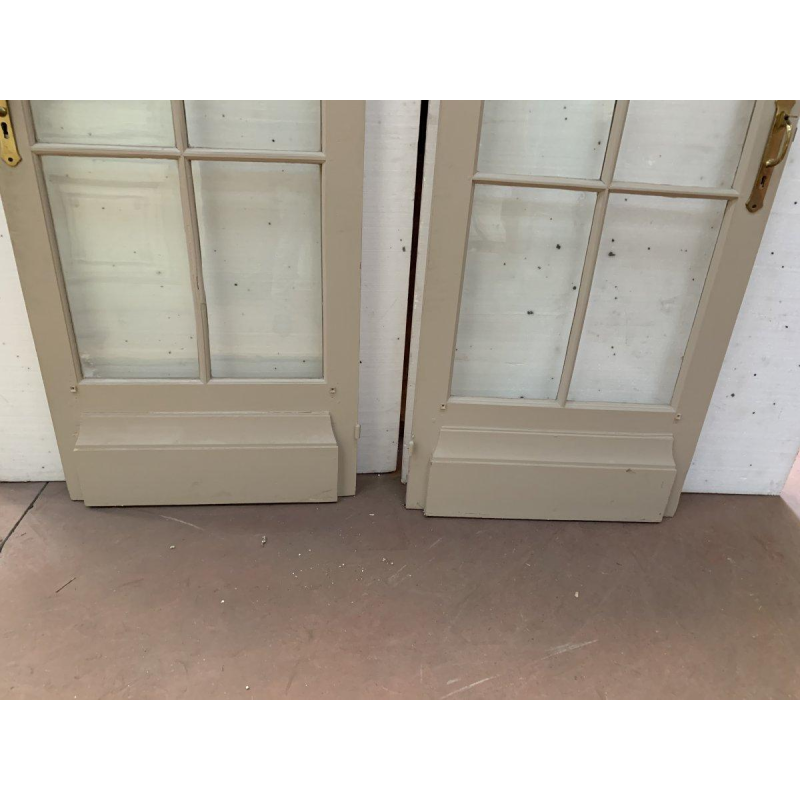 Pair of two antique double-glazed passage doors, 20th century