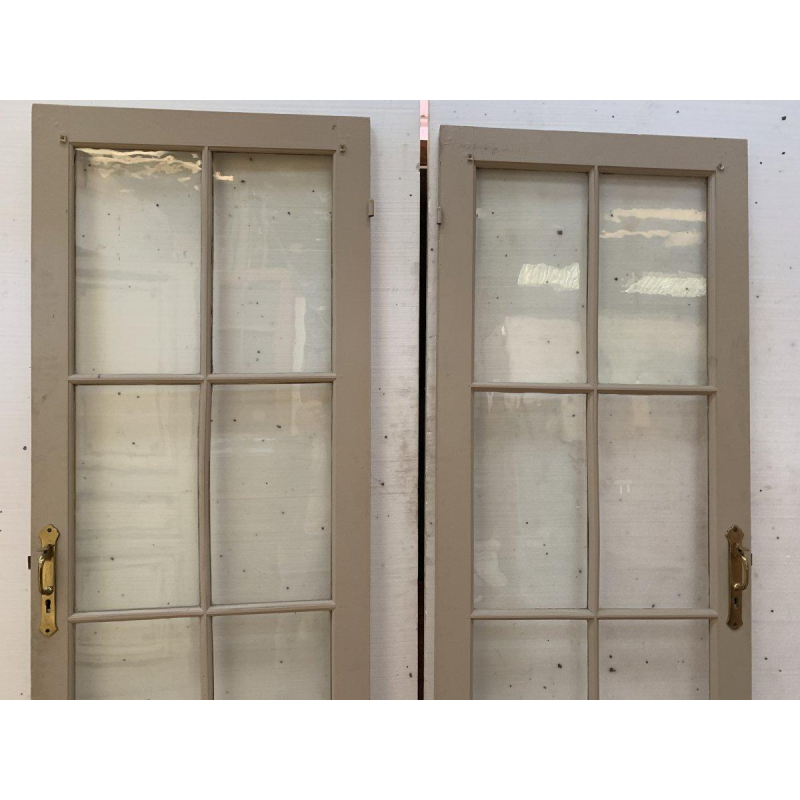 Pair of two antique double-glazed passage doors, 20th century