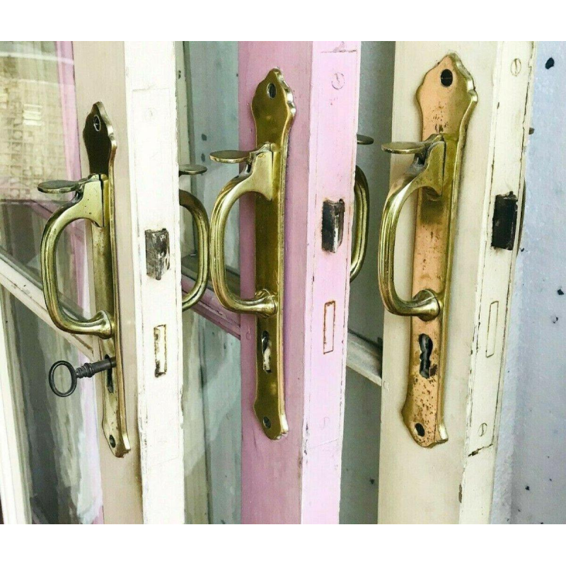 Pair of two antique double-glazed passage doors, 20th century