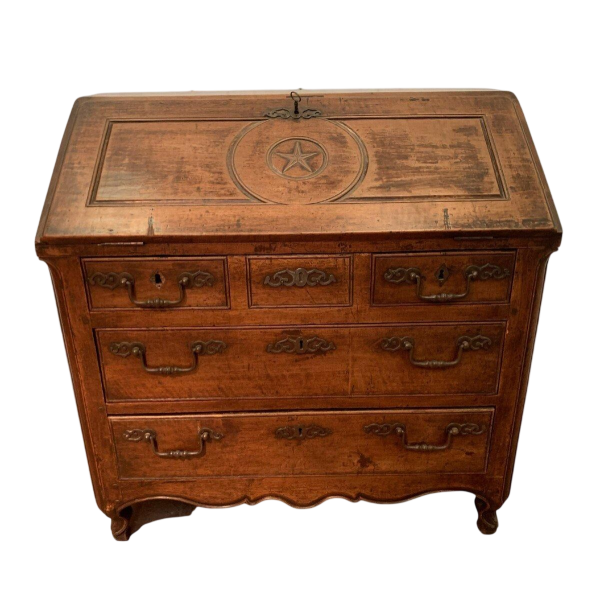 Louis XV style slant-front desk in solid oak, 18th century