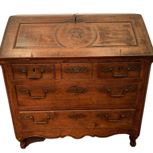 Louis XV style slant-front desk in solid oak, 18th century
