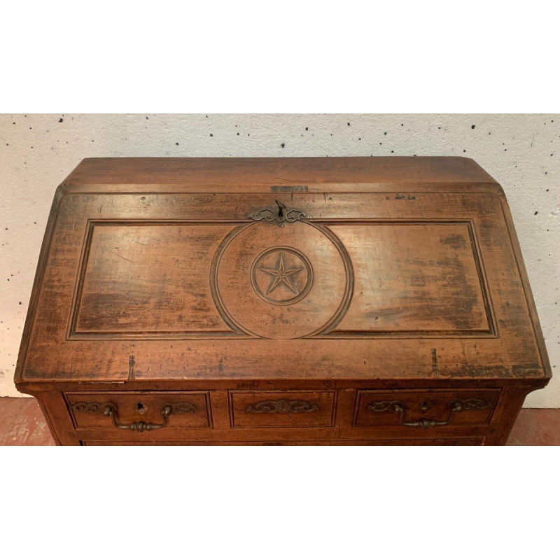 Bureau de pente Louis XV en chêne massif, XVIIIᵉ siècle