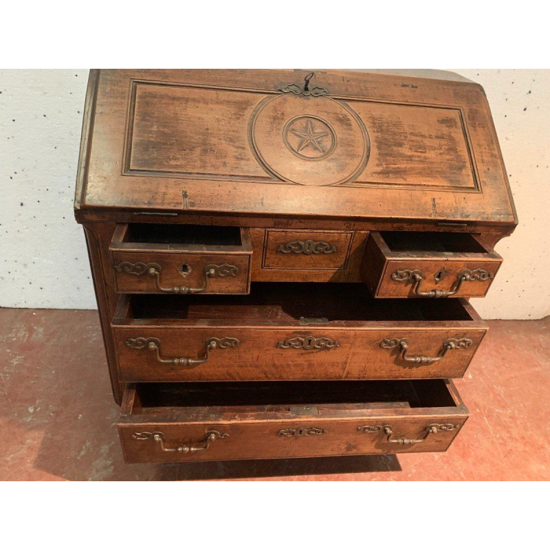 Bureau de pente Louis XV en chêne massif, XVIIIᵉ siècle
