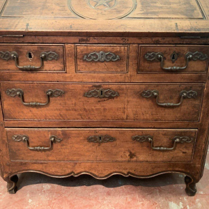 Louis XV style slant-front desk in solid oak, 18th century