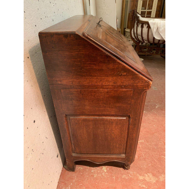 Louis XV style slant-front desk in solid oak, 18th century