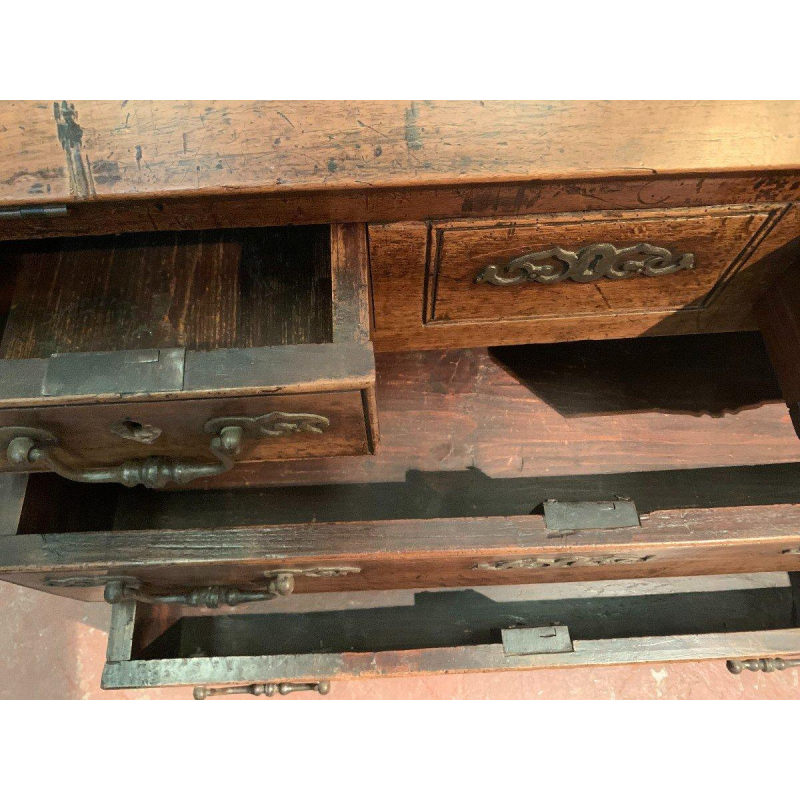 Louis XV style slant-front desk in solid oak, 18th century