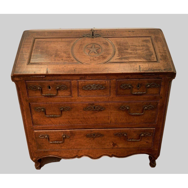 Louis XV style slant-front desk in solid oak, 18th century