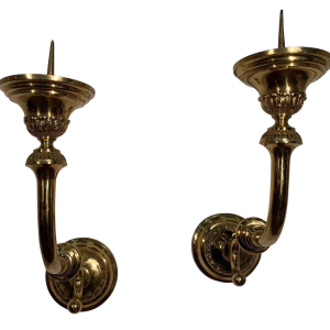 Een paar grote vergulde messing wandkandelaars, 20e eeuw