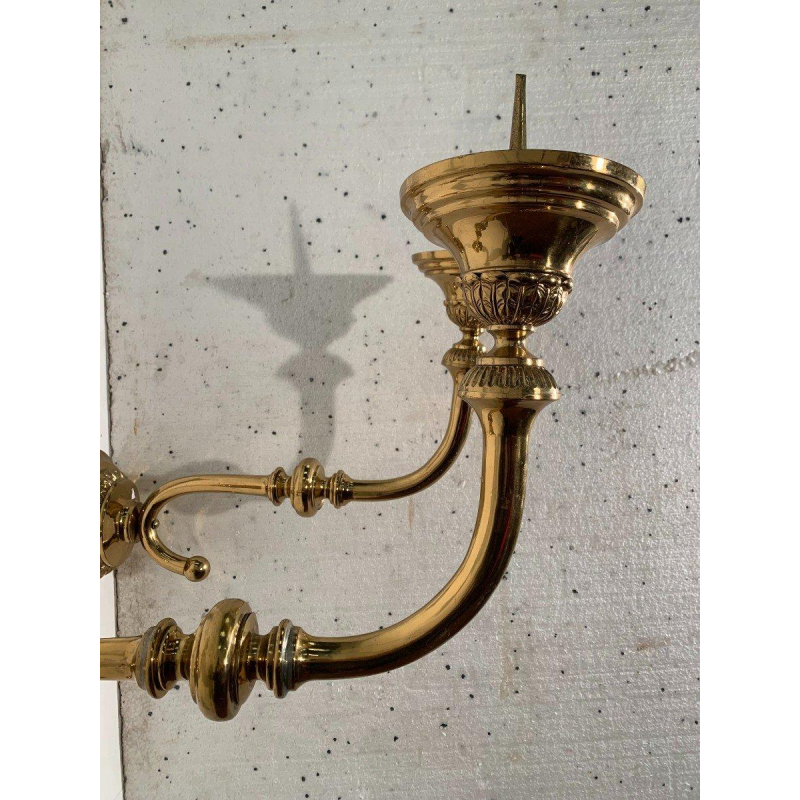 Pair of large gilt brass candlestick wall sconces, 20th century