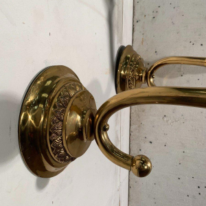 Pair of large gilt brass candlestick wall sconces, 20th century