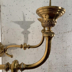 Pair of large gilt brass candlestick wall sconces, 20th century