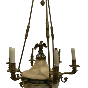 Empire chandelier in bronze and alabaster, 19th century, Napoleon III
