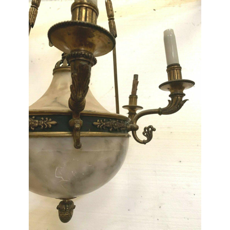 Empire kroonluchter in brons en albast, 19e eeuw, Napoleon III