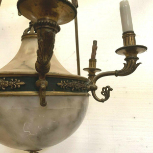 Empire chandelier in bronze and alabaster, 19th century, Napoleon III