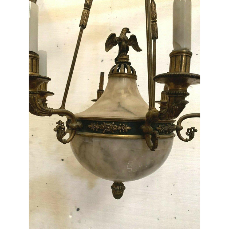 Empire chandelier in bronze and alabaster, 19th century, Napoleon III