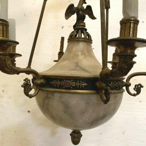 Empire chandelier in bronze and alabaster, 19th century, Napoleon III