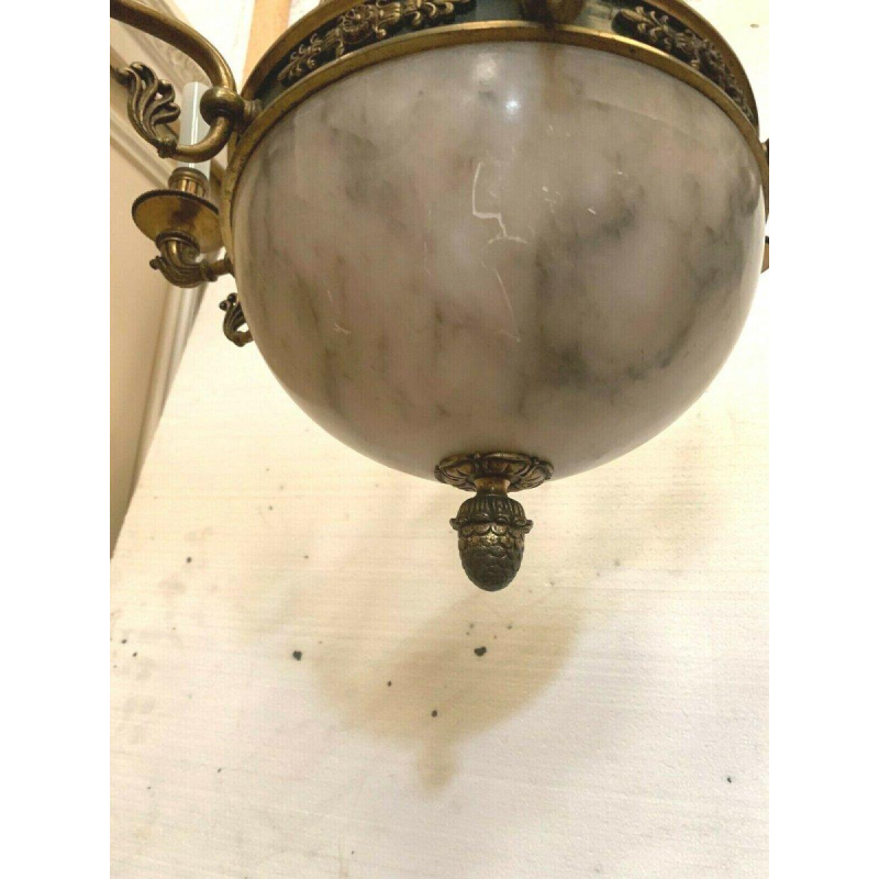 Lustre Empire en bronze et albâtre, XIXᵉ siècle, Napoléon III