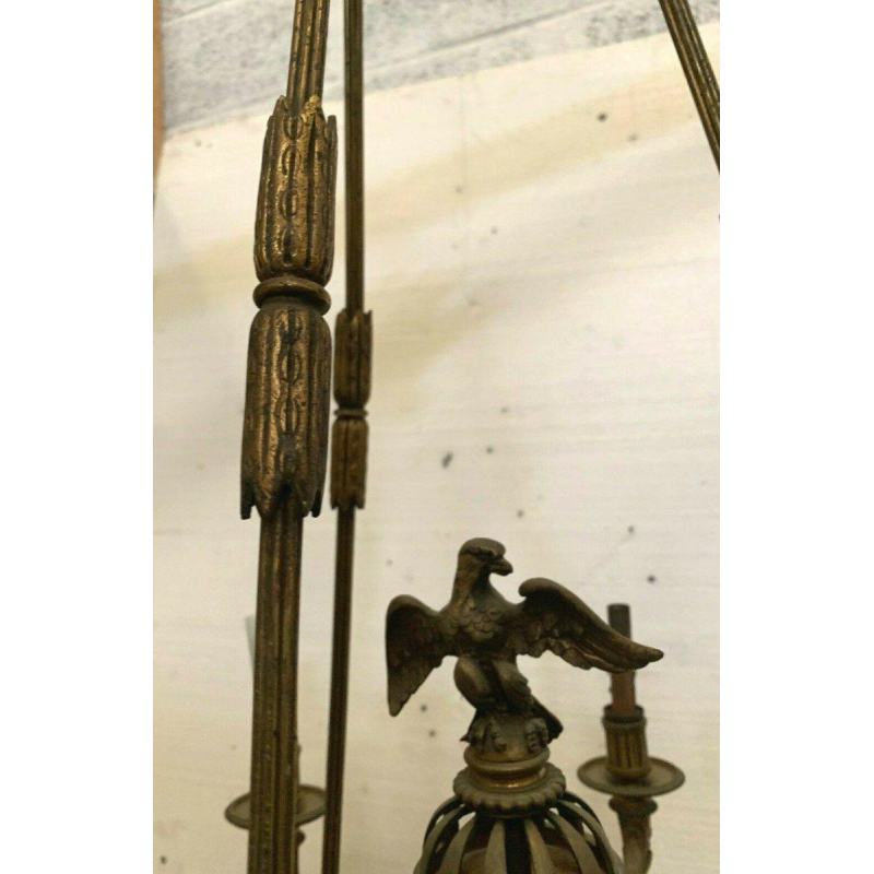 Empire chandelier in bronze and alabaster, 19th century, Napoleon III