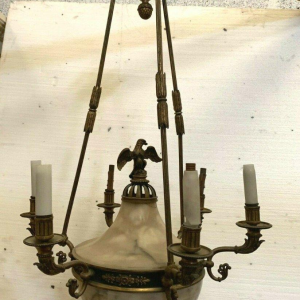 Lustre Empire en bronze et albâtre, XIXᵉ siècle, Napoléon III
