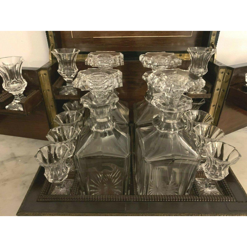 Napoleon III liquor cabinet, porcelain plaques and marquetry, 19th century