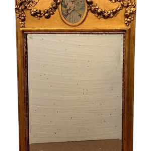 Miroir trumeau de style Louis XVI en bois et stuc doré, XXᵉ siècle