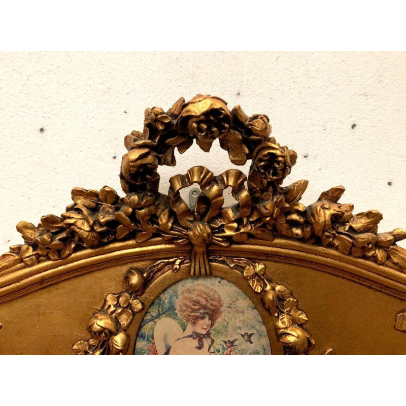 Louis XVI style trumeau mirror in wood and gilded stucco, 20th century