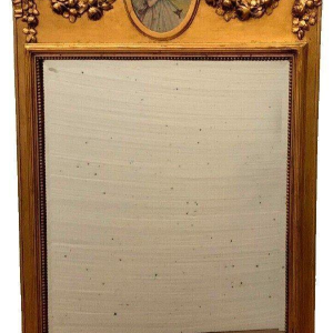 Louis XVI style trumeau mirror in wood and gilded stucco, 20th century