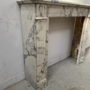 Louis XVI style fireplace, finely carved white marble, late 19th century