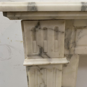 Louis XVI style fireplace, finely carved white marble, late 19th century