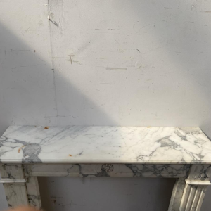 Louis XVI style fireplace, finely carved white marble, late 19th century