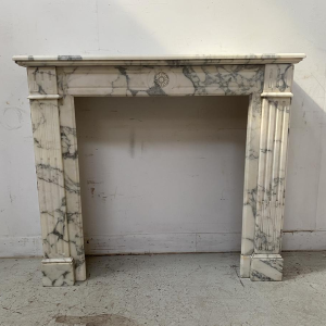 Louis XVI style fireplace, finely carved white marble, late 19th century